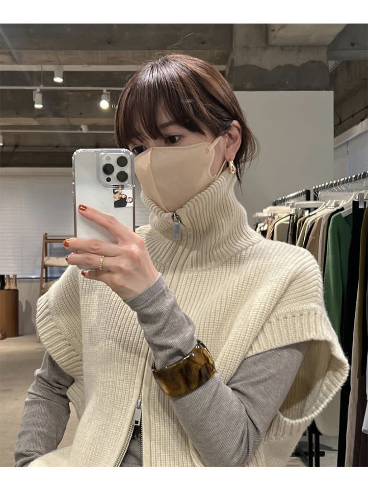 Poncho en tricot confortable pour femmes avec col montant Chic & Stil