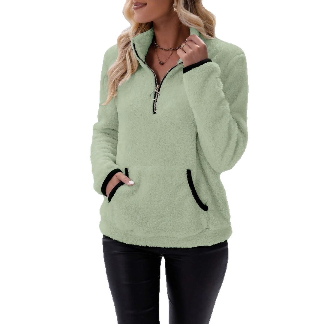 Fleece pullover for women with half-zip and practical pockets Lune London