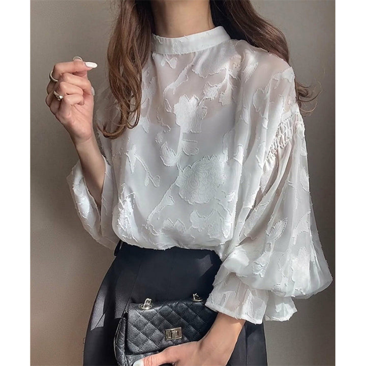 Women Embroidered Floral Transparent Blouse Lune London