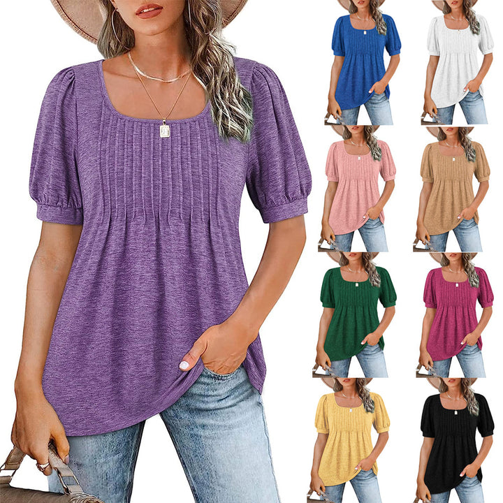 Casual T-shirt for ladies with puff sleeves and pleated design Lune London