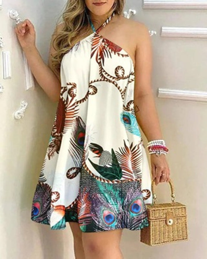 Women Halter Neck Floral A-Line Dress Lune London
