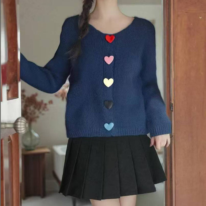 Knit jacket for women with heart-shaped button details Lune London