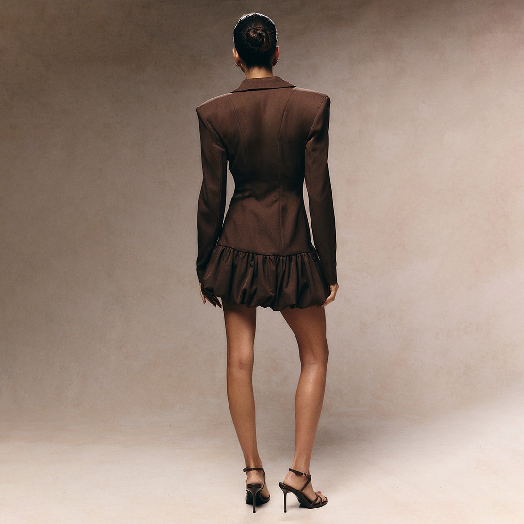 Elegant mini dress with flattering cut and ruffle finish Lune London