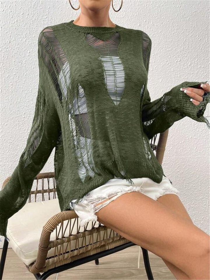 Oversized knitted sweater for women with trendy cutouts Lune London