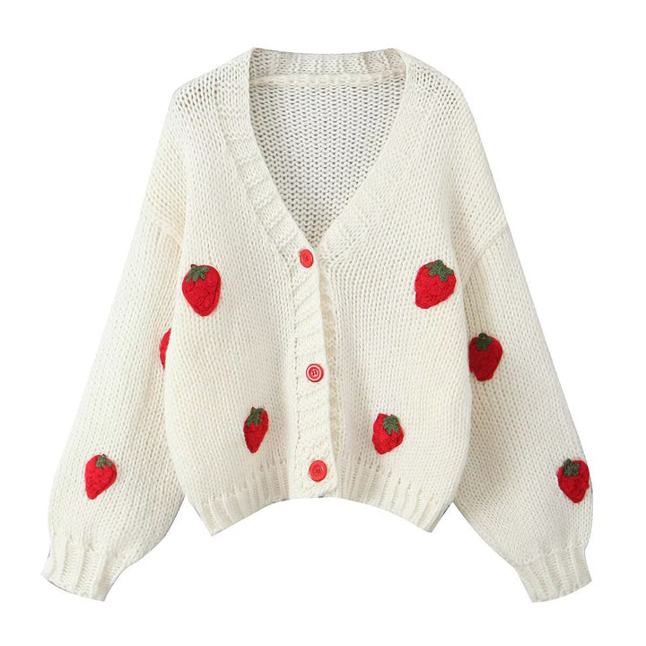 Cardigan femme avec motif fraise Chic & Stil