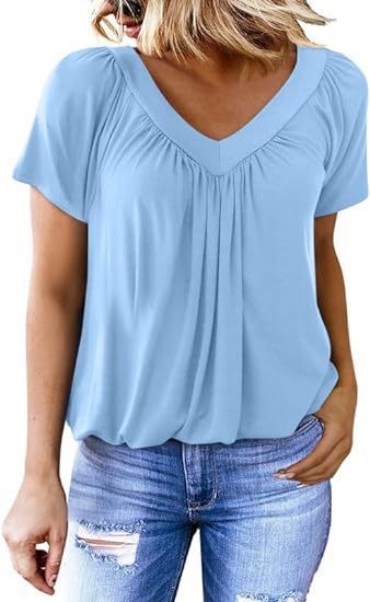 Lune London Women's Pleated V Neck Casual Top