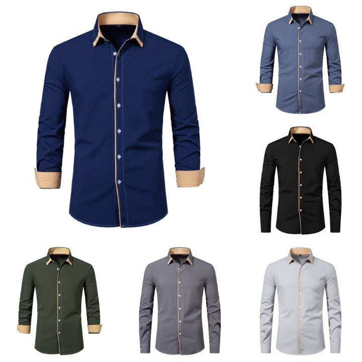 Men's long sleeve shirt with modern contrast collar and comfortable fit Lune London