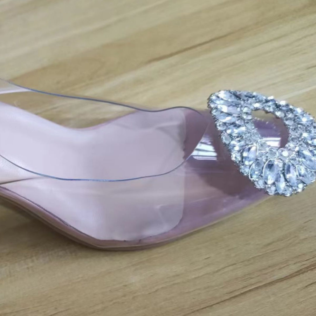 Women's Elegant Transparent Pumps with Sparkling Crystal Accents Lune London