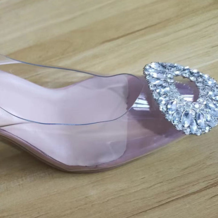 Women's Elegant Transparent Pumps with Sparkling Crystal Accents Lune London