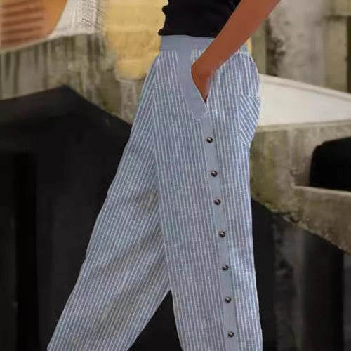 Striped women's pants with button details Lune London