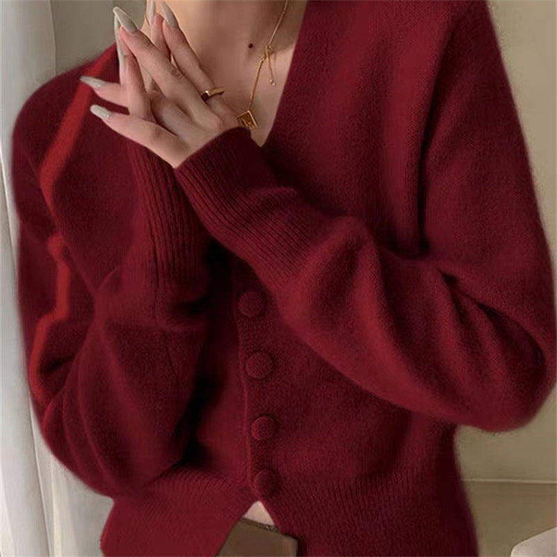 Cardigan Femme en Matériau Mohair Doux avec Fermeture Boutonnée Chic & Stil