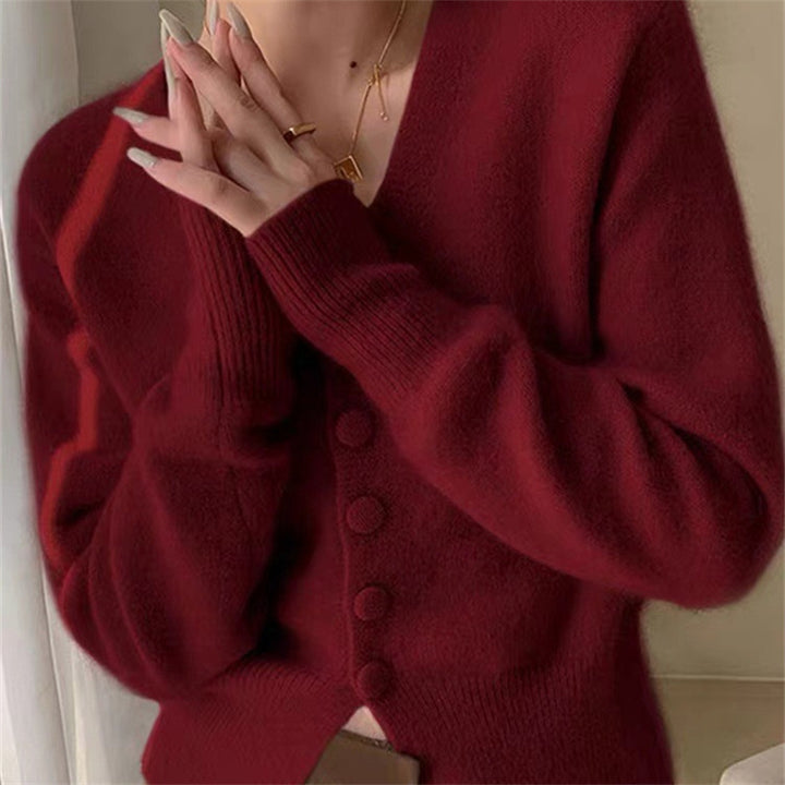 Cardigan Femme en Matériau Mohair Doux avec Fermeture Boutonnée Chic & Stil
