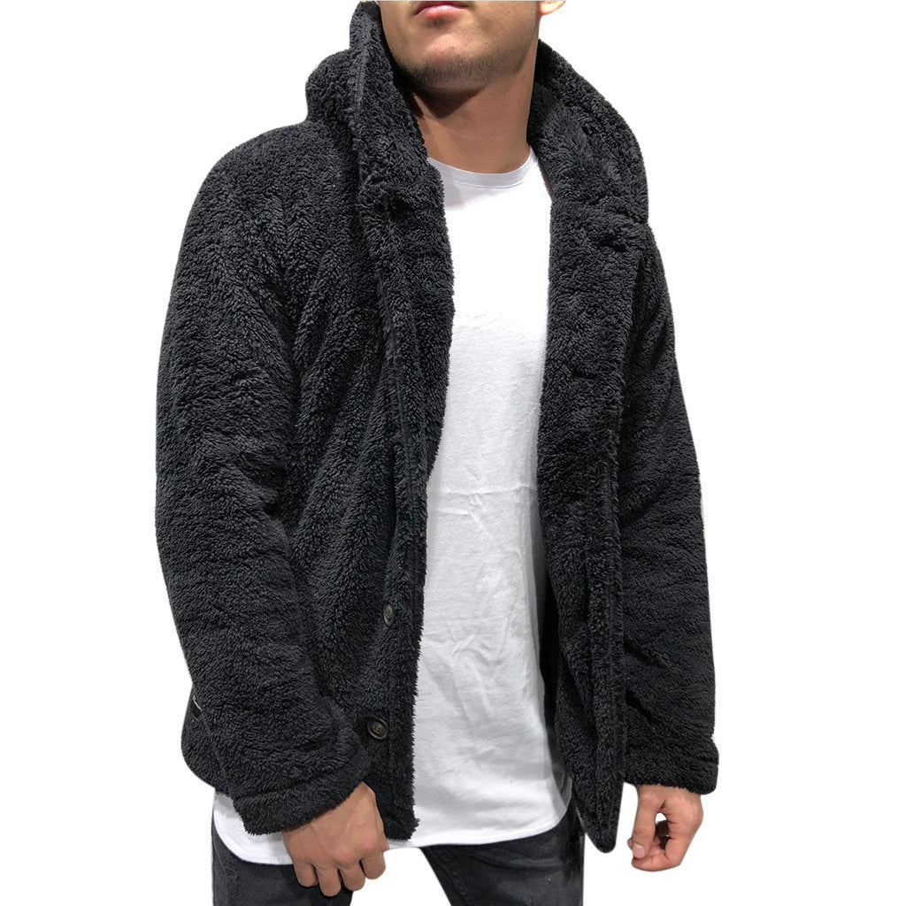 Men's cozy teddy jacket with wide lapels and practical pockets Lune London