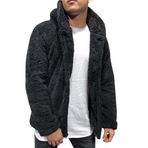 Men's cozy teddy jacket with wide lapels and practical pockets Lune London