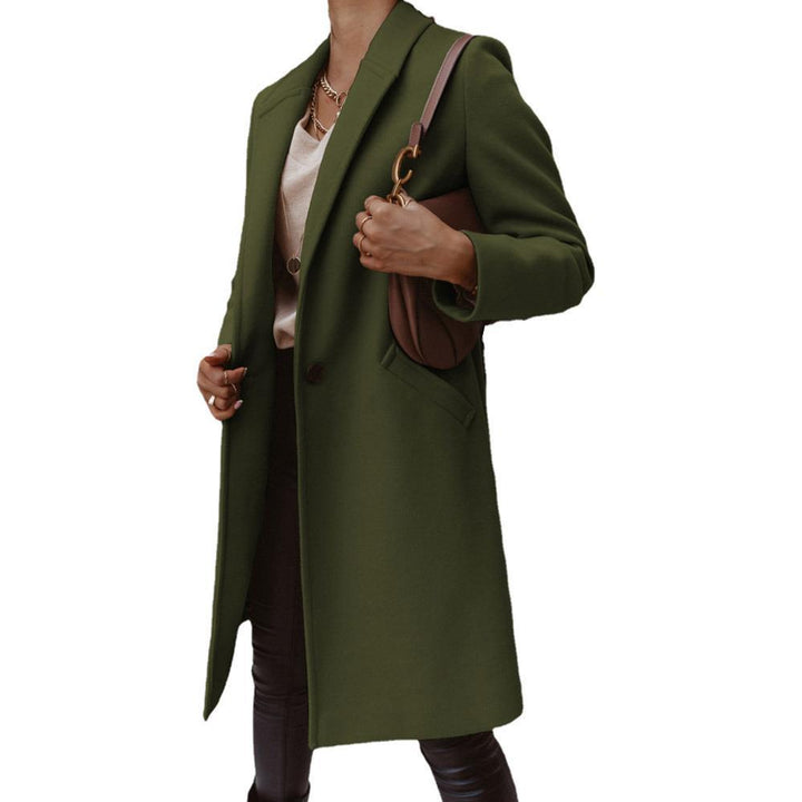 Ladies elegant long coat in high-quality wool blend with classic lapels Lune London