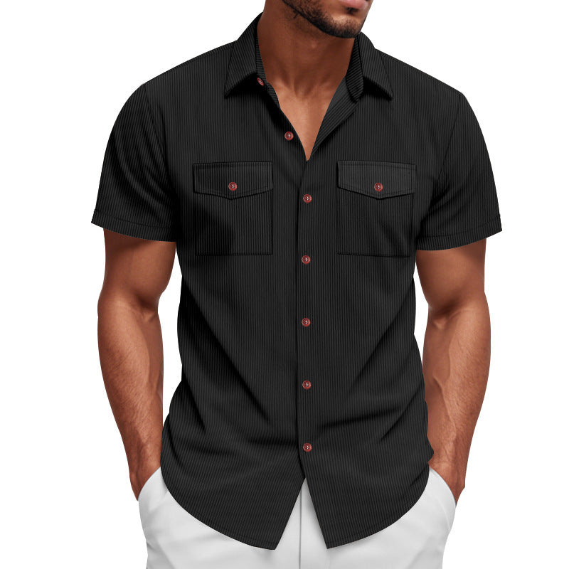 Short striped shirt for men with two practical chest pockets Lune London