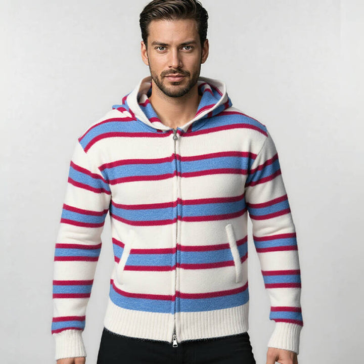 Hooded jacket for men with modern stripes and practical pockets Lune London