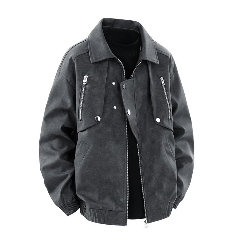 Men's oversized faux leather jacket with practical pockets Lune London