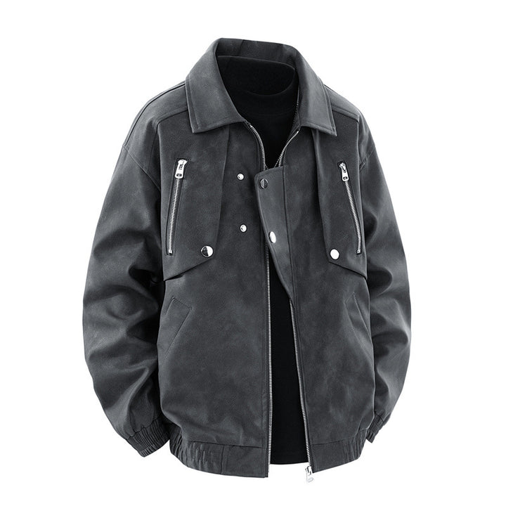 Men's oversized faux leather jacket with practical pockets Lune London