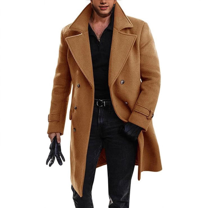 Elegant long coat for men with double-breasted Lune London