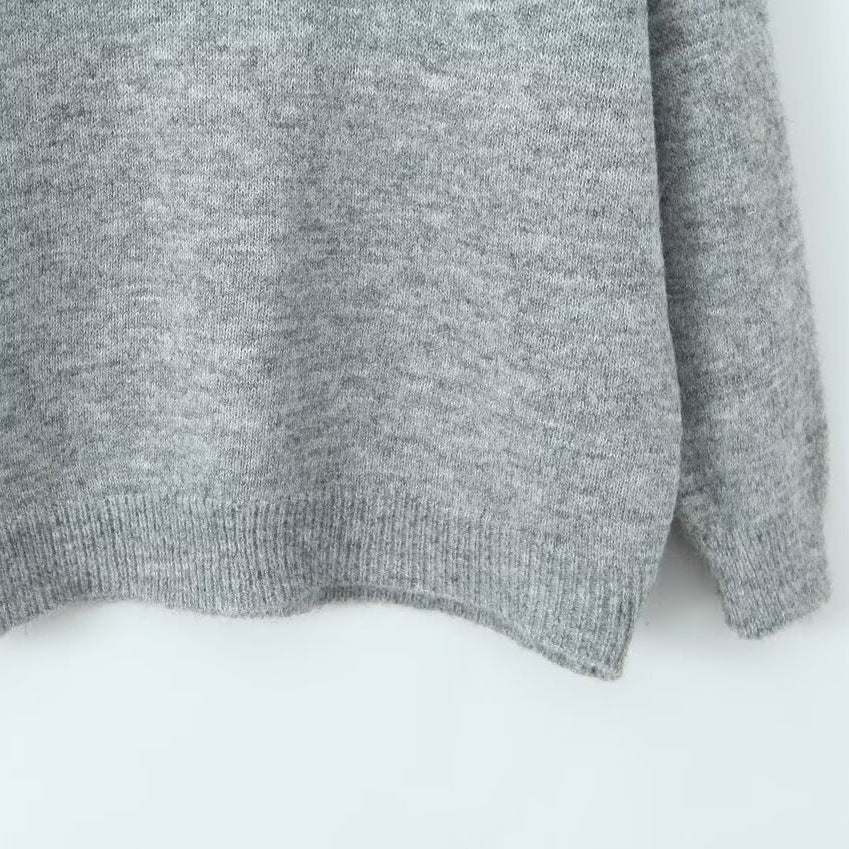 Pull-over tricot décontracté pour femmes avec col montant et col en V Chic & Stil