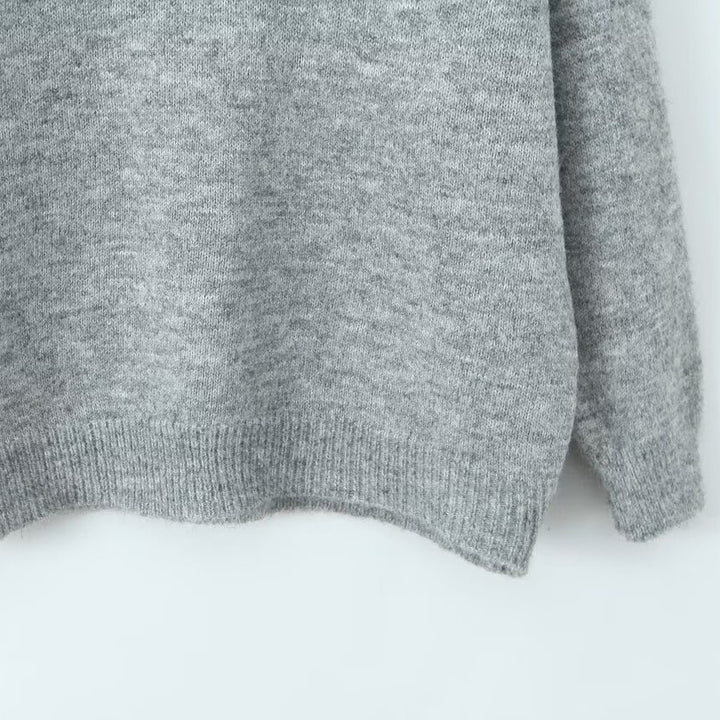 Pull-over tricot décontracté pour femmes avec col montant et col en V Chic & Stil