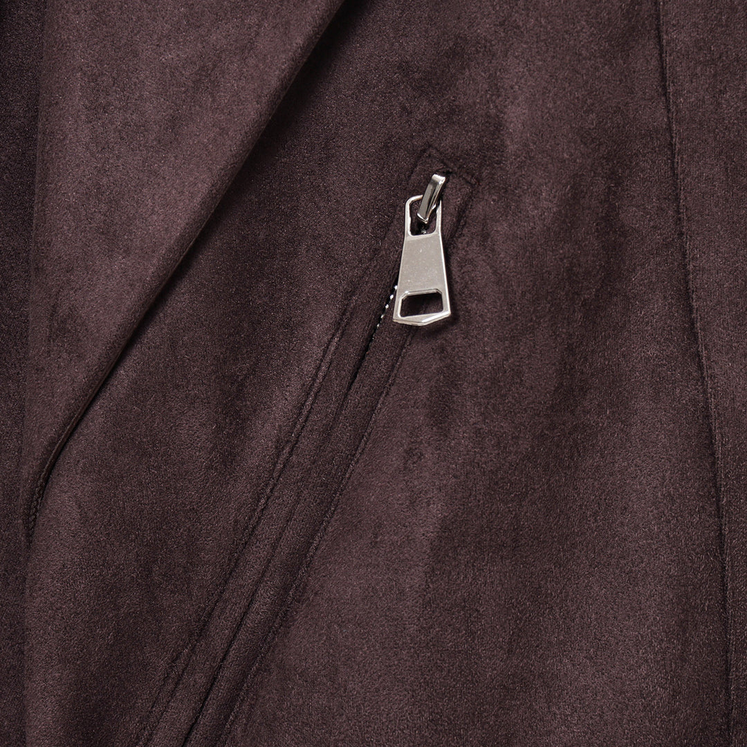 Elegant suede jacket for women with functional zips and a belt at the waist Lune London