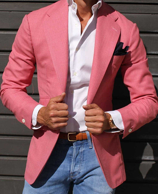Men's Elegant Linen Blazer with Modern Cut and Textured Fabric Lune London