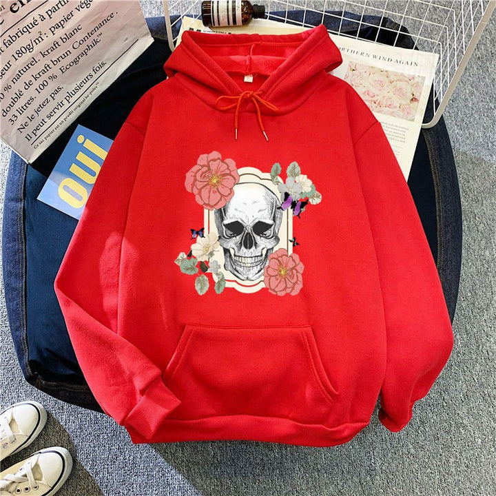 Women's hoodie with detailed skull design and floral print Chic & Stil