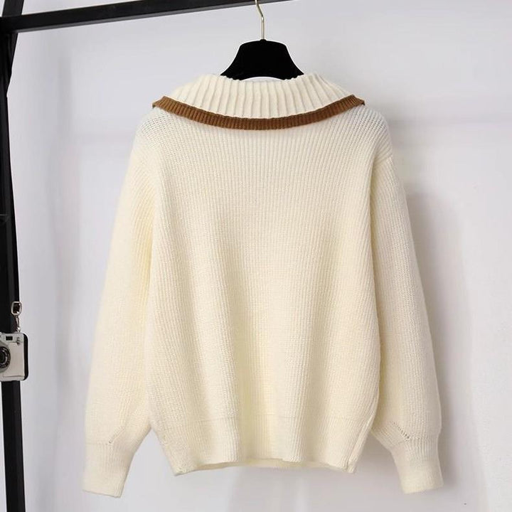 Women’s knit jacket with contrasting collar and decorative pearl buttons Lune London