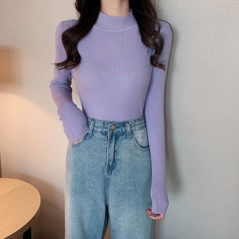 Pull à col roulé féminin à la mode en design tricot côtelé Chic & Stil