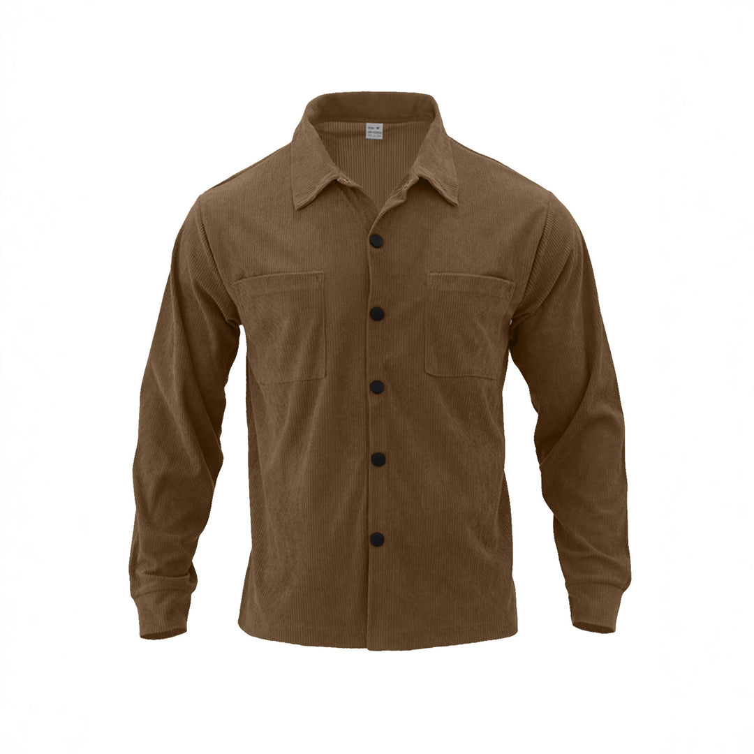 Men's long sleeve shirt with textured corduroy pattern and practical chest pockets Lune London