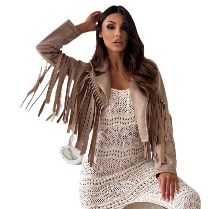 Ladies Fringes-Leather Jacket Lune London