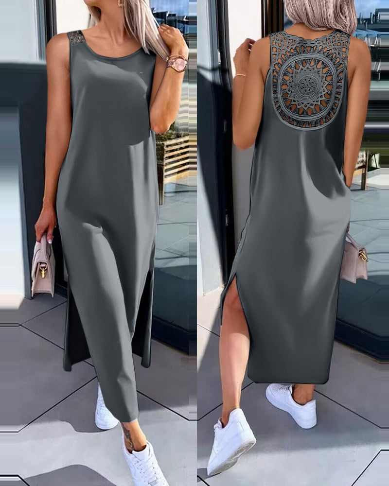 Elegant lace back maxi dress Lune London