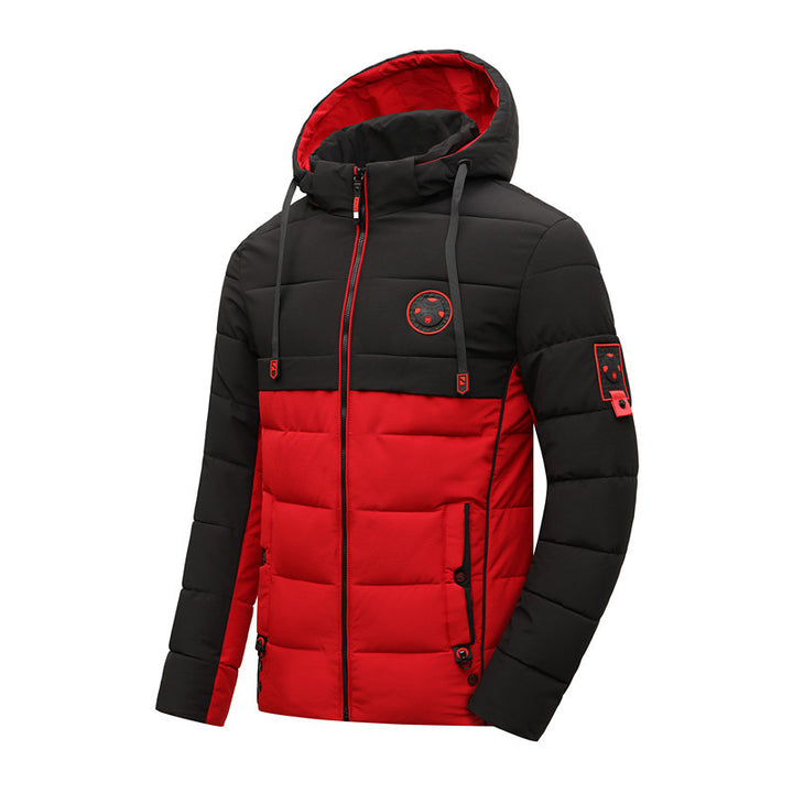 Men's winter quilted jacket with trendy color contrast and hood Lune London