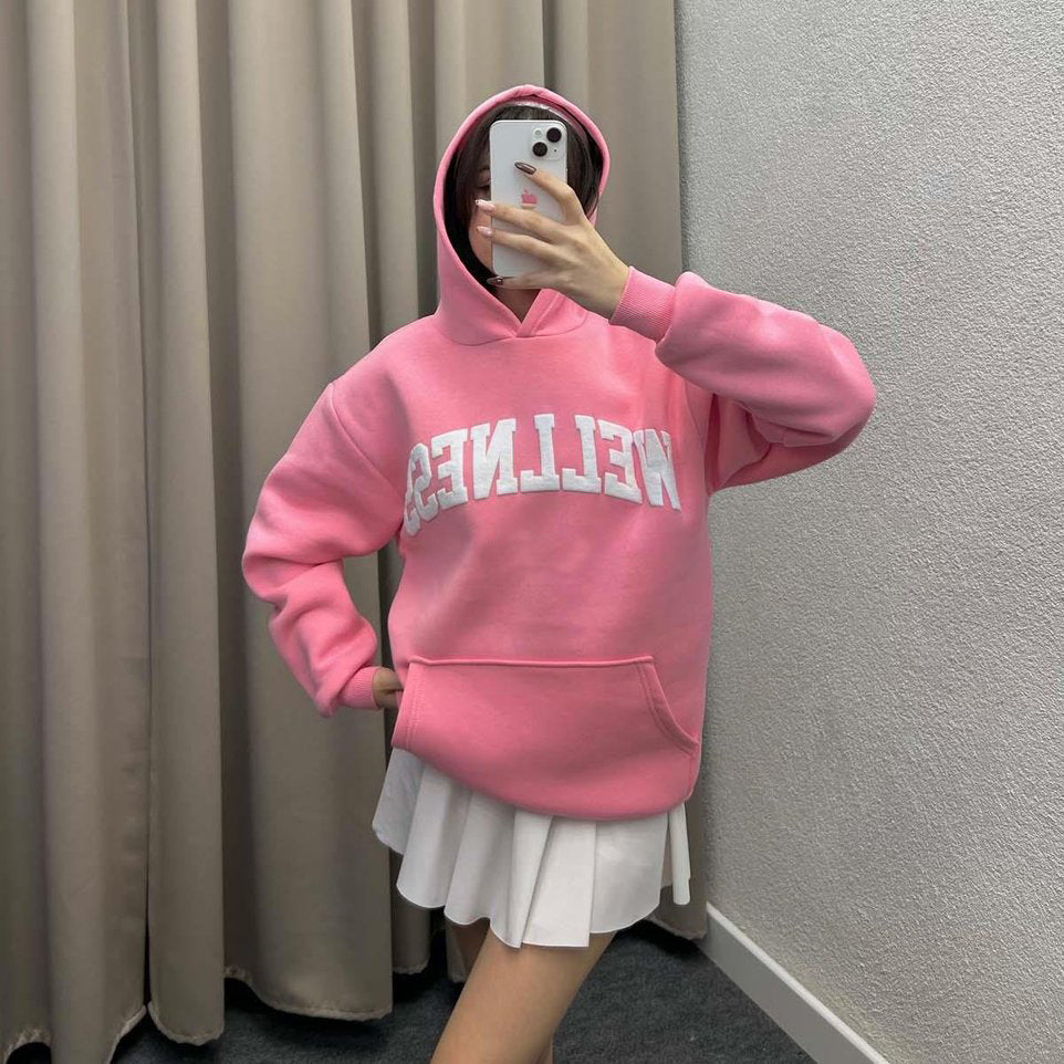 Ladies Hoodie with large logo and kangaroo pocket Lune London