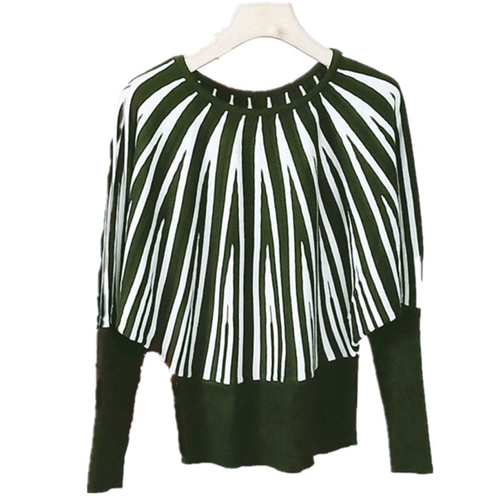 Trendy striped sweater for women with innovative cut and casual chic style