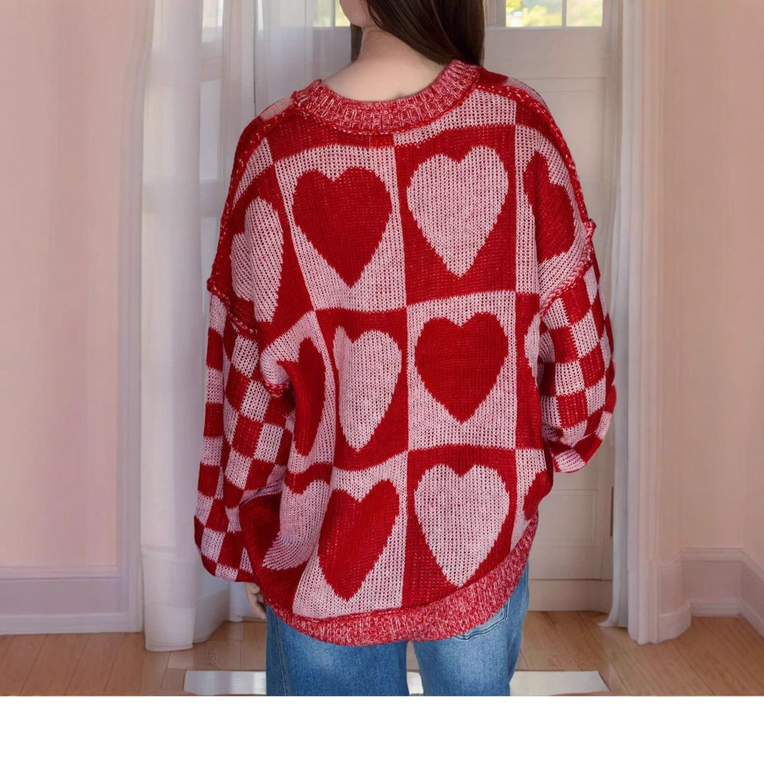 Knit heart pattern sweater for women Lune London