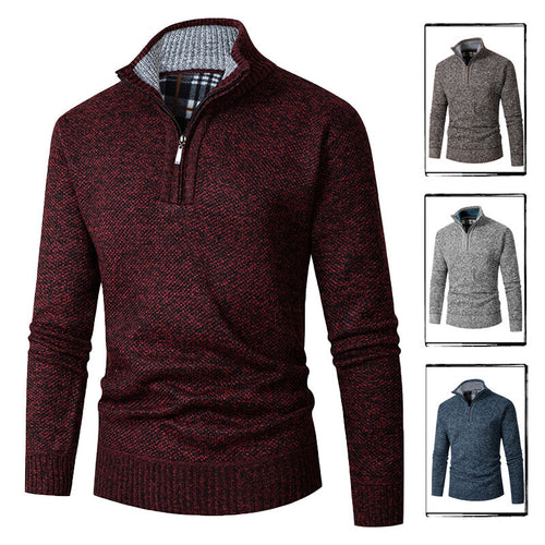 Pullover for men with high collar and practical zipper Lune London