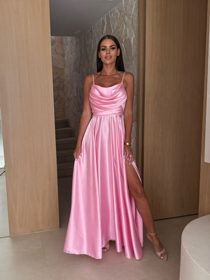 Ladies Elegant Satin Evening Dress Lune London