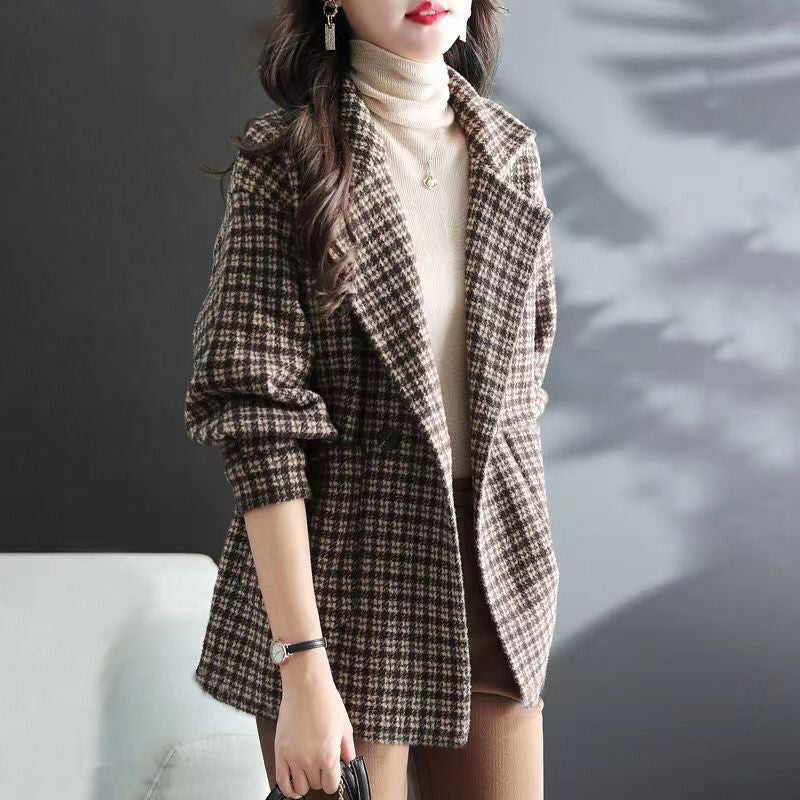 Veste en laine à carreaux pour femmes Chic & Stil