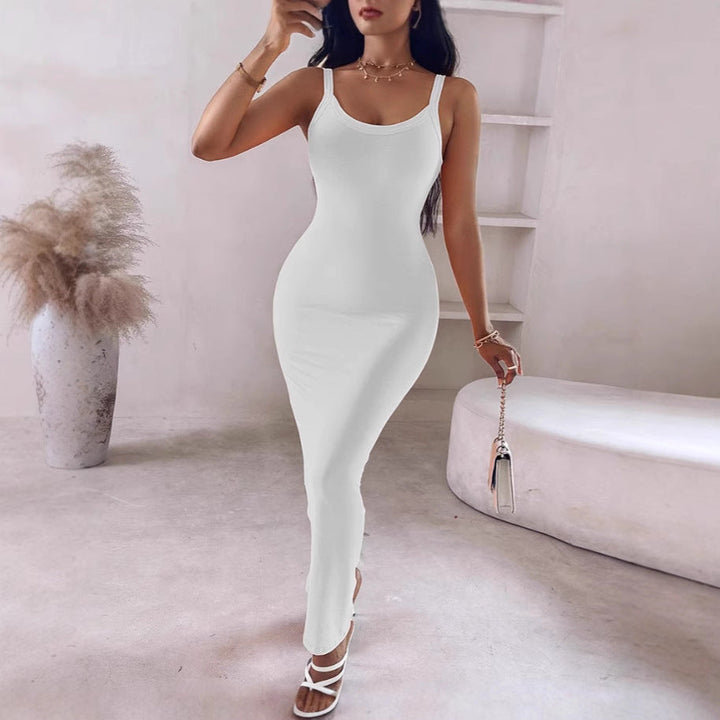 Ladies Figure-Hugging Maxi Dress with Slim Straps and Sophisticated Cut Lune London