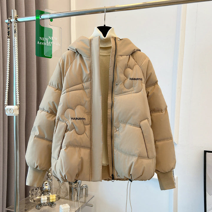 Trendy short down jacket for women with hood and practical pockets Lune London