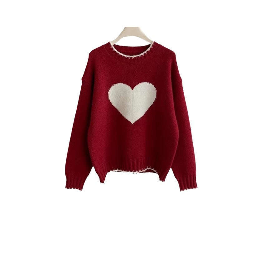 Knit sweater for women with heart pattern and relaxed fit Lune London