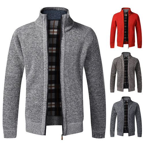 Trendy knitted jacket for men with high collar and practical pockets Lune London