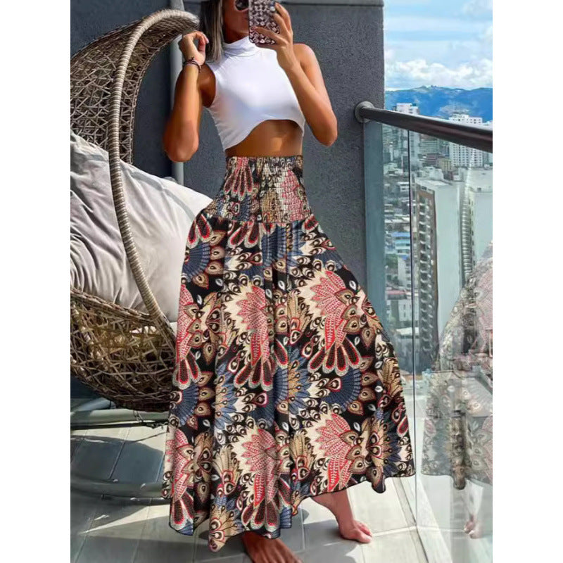 Lune London High Waist Bohemian Maxi Skirt for Women