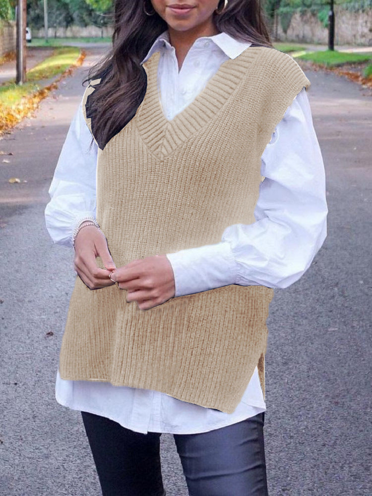 Modern oversized knit cardigan for women with chic V-neck.