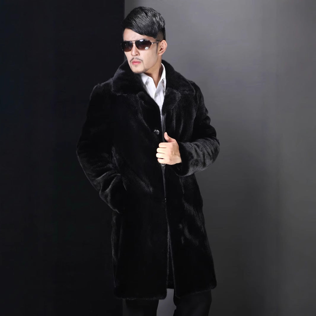 Elegant faux fur coat for men with deep collar Lune London