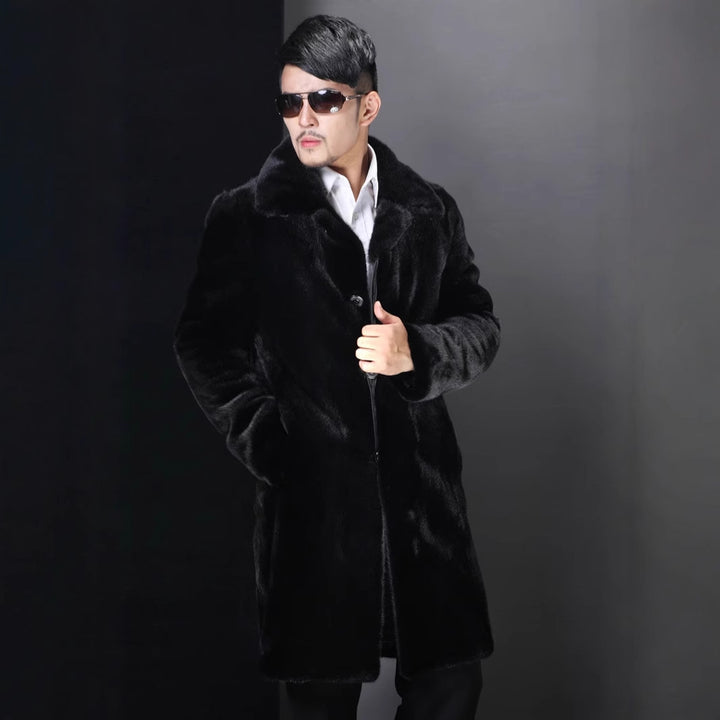 Elegant faux fur coat for men with deep collar Lune London