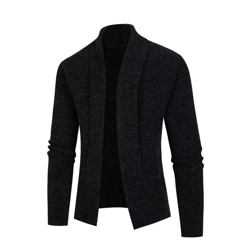 Men's knitted jacket with a modern shawl collar and a fine textured pattern Lune London